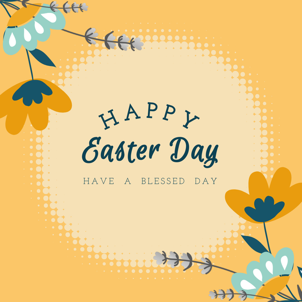Happy Easter Day Wishes with Flowers Instagram – шаблон для дизайну