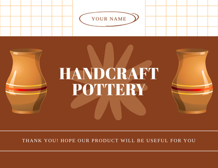 Handcraft Pottery Offer With Clay Jugs Thank You Card 5.5x4in Horizontal Design Template