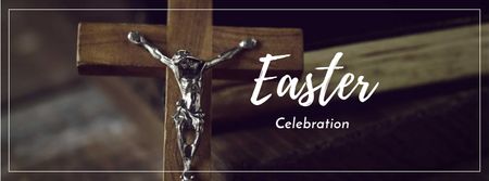 Easter Celebration Announcement with Wooden Cross Facebook cover Design Template