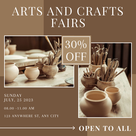 Offer Discounts on Ceramics at Craft Fair Instagram Design Template