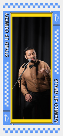 Man performing on Comedy Show with Microphone Snapchat Geofilter Design Template