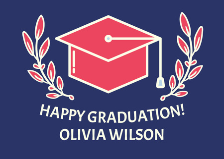 Plantilla de diseño de Felicitaciones de graduación con gorra académica roja Postcard 5x7in 