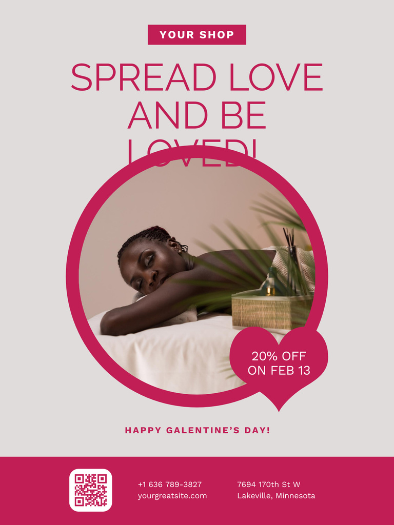 Woman on Galentine's Day Massage Therapy Poster US Design Template