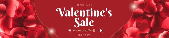 Valentine's Day Sale with Red Petals Ebay Store Billboardデザインテンプレート