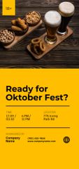 Oktoberfest Celebration Announcement with Beer and Snacks on Table
