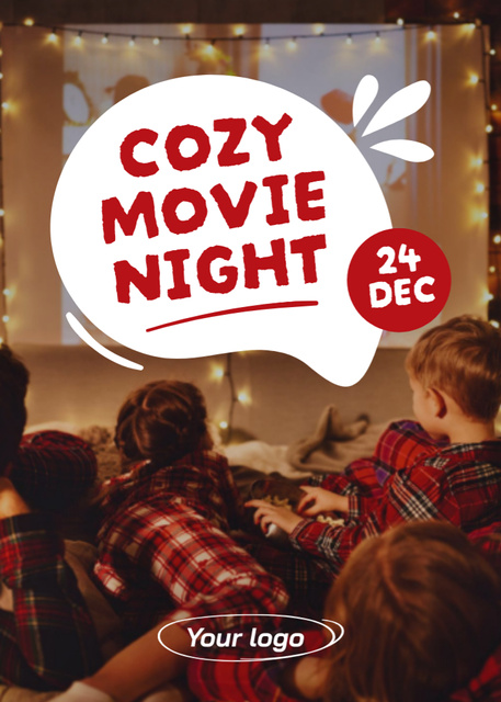 Invitation to cozy Movie Night Flayer – шаблон для дизайна
