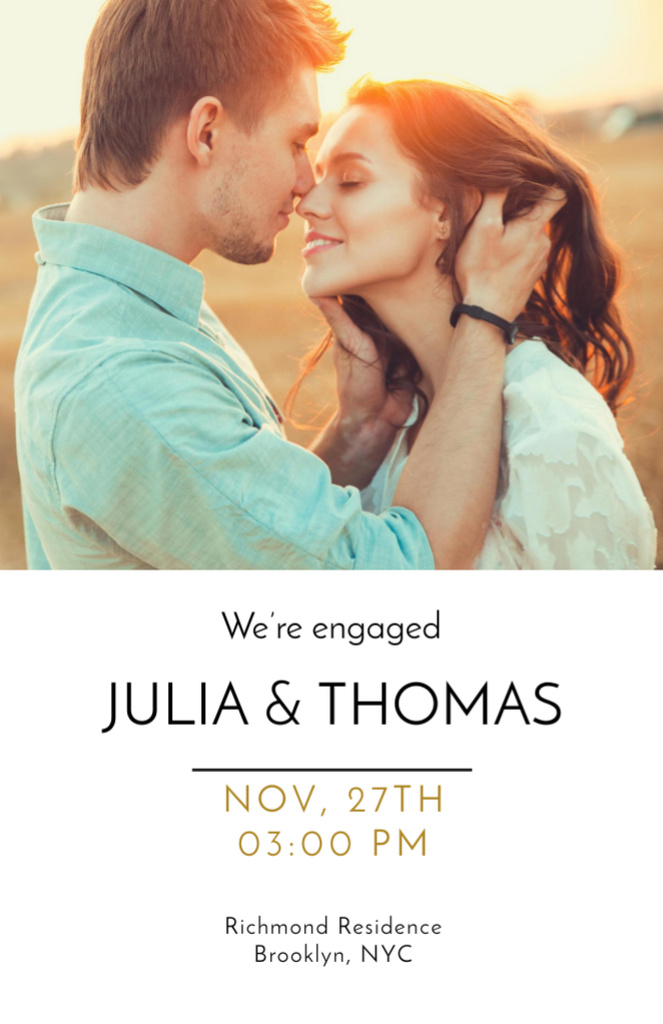 Designvorlage Engagement Event With Photo Of Young Couple für Invitation 5.5x8.5in