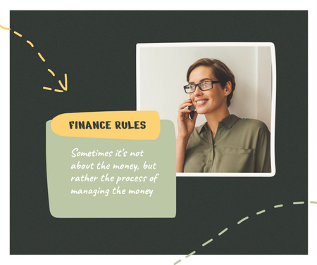 Finance Rules with Confident Woman Facebook Design Template