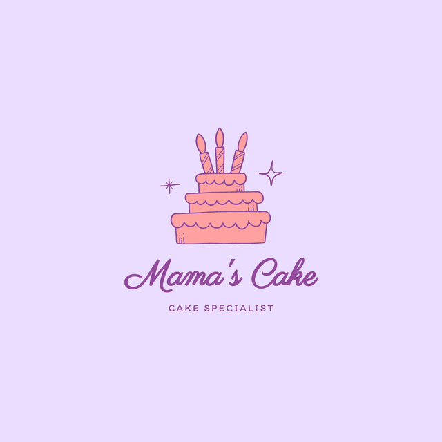 Cake Specialist Services with Cake in Purple Logo 1080x1080pxデザインテンプレート