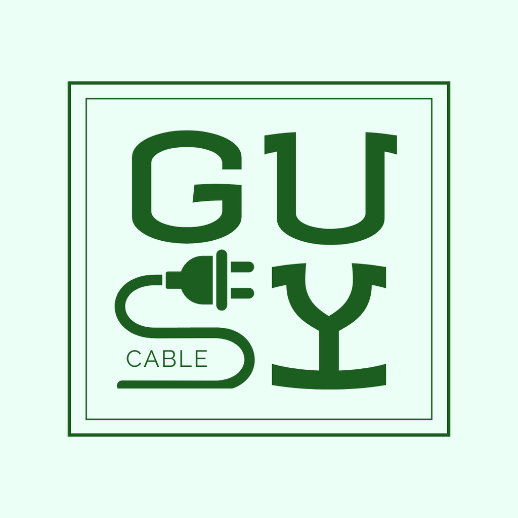 Emblem of Cable Service with Plug Logo 1080x1080pxデザインテンプレート