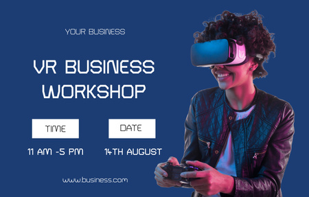 VR Workshop Announcement With Headset Invitation 4.6x7.2in Horizontal Design Template
