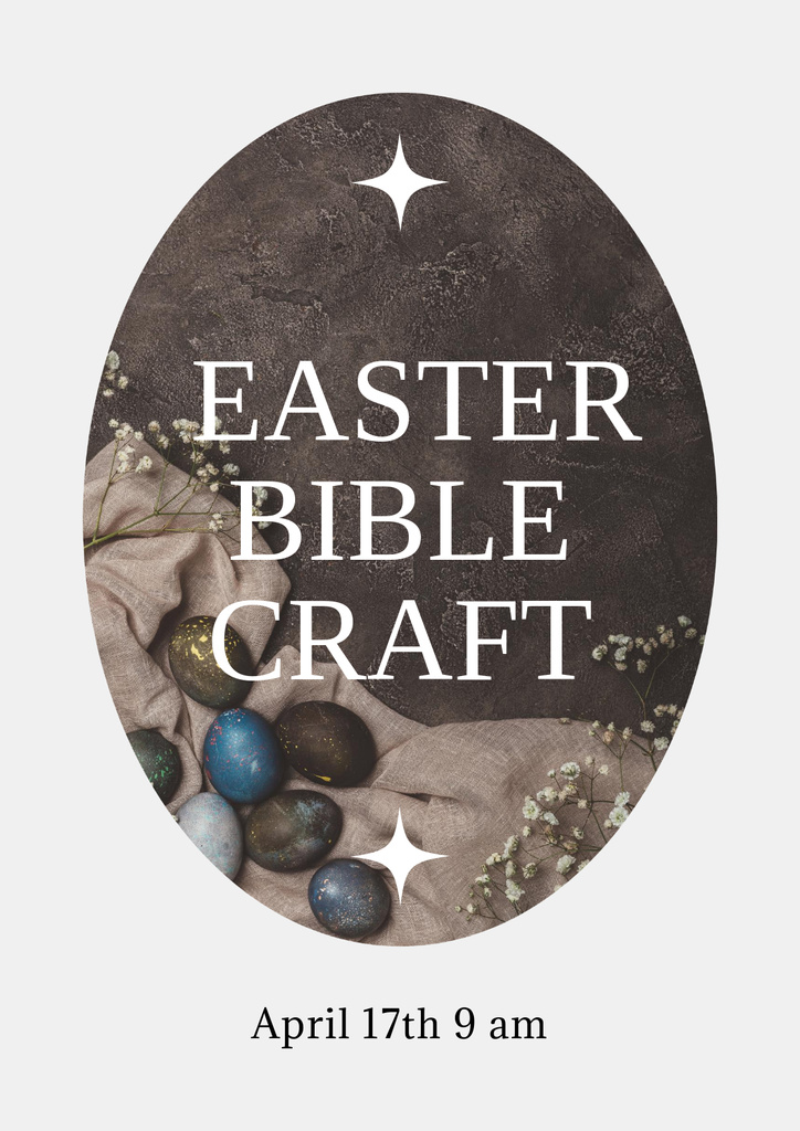Modèle de visuel Easter Bible Craft Announcement With Painted Eggs - Poster