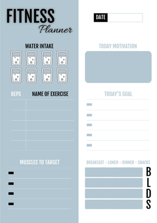Fitness Notes in Blue Schedule Planner Design Template