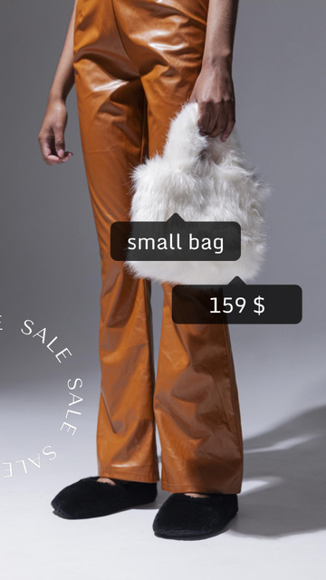 Stylish Woman with White Furry Bag Instagram Video Story Design Template