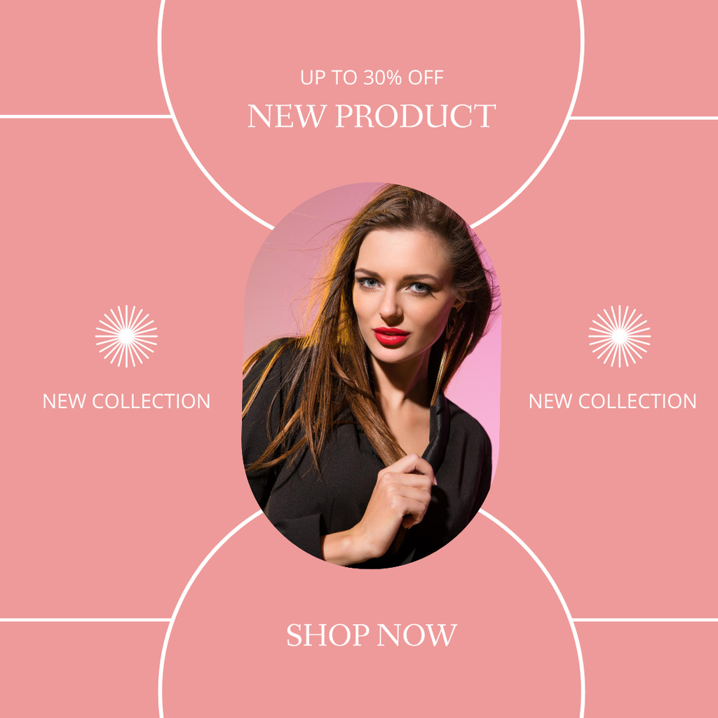 Designvorlage New Cosmetic Product Collection Pink für Instagram