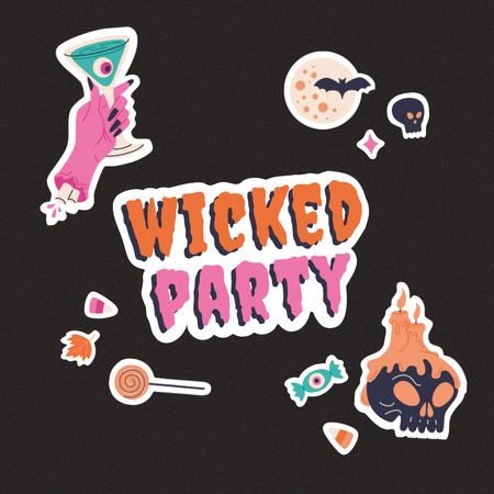 Ontwerpsjabloon van Animated Post van Halloween Party Announcement with Holiday Attributes