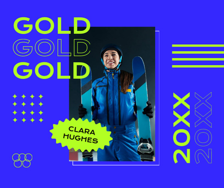 Olympic Games Champion in Blue Frame Facebook Design Template