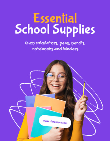 Exclusive School Supplies Offer With Notebooks Poster 22x28in Šablona návrhu
