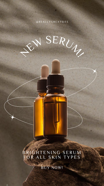 Serum New Arrival Announcement with Bottles on Stones Instagram Story Design Template