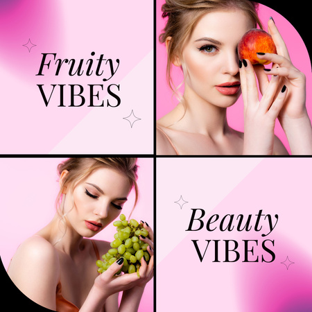 Beautiful Young Woman with Fruit Instagram Design Template