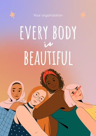 Template di design Frase sulla bellezza della diversità con donne multirazziali Poster
