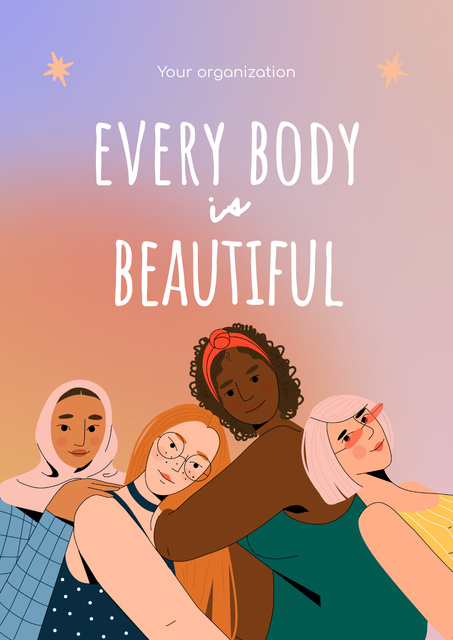 Phrase about Beauty of Diversity with Multiracial Women Poster Modelo de Design