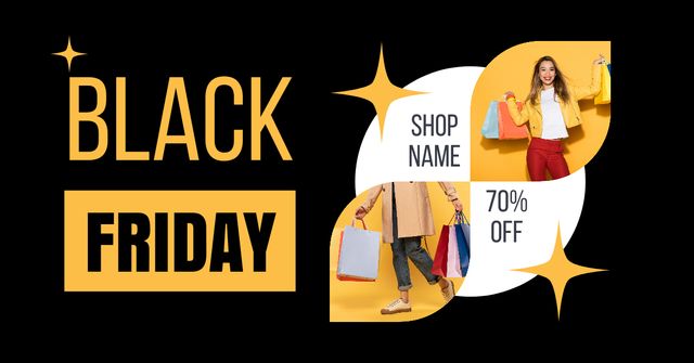 Black Friday Fashion Deals Announcement on Grey Facebook AD Design Template