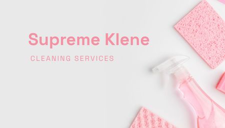 Cleaning Services Ad with Pink Detergent Business Card US Design Template