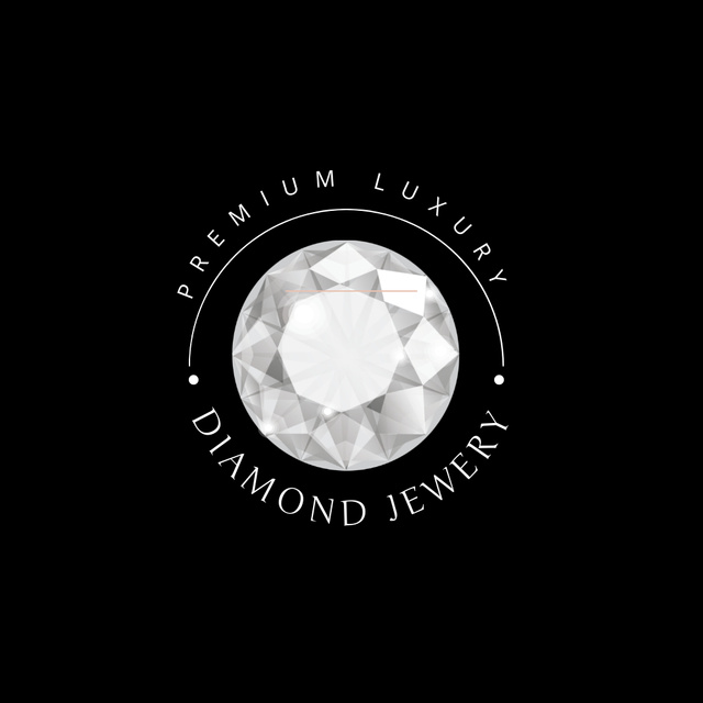 Jewelry Ad with Diamond in Black Logo Design Template