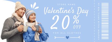 Valentine's Day Sale with Couple in Warm Knitwear Coupon Design Template