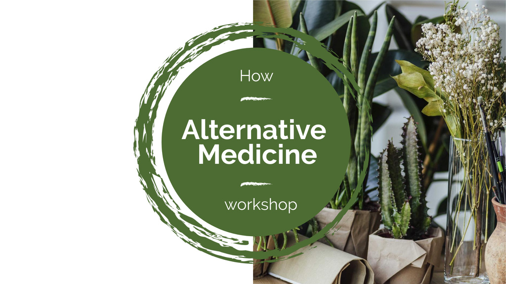 Medicinal herbs on table for Workshop FB event cover – шаблон для дизайну