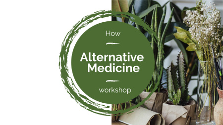 Plantilla de diseño de hierbas medicinales en la mesa para el taller FB event cover 