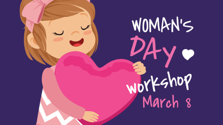 Woman's Day Workshop Announcement FB event cover Πρότυπο σχεδίασης