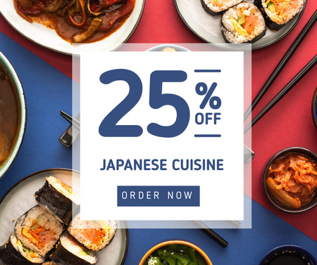 Japanese Cuisine Restaurant Discount Facebook Design Template