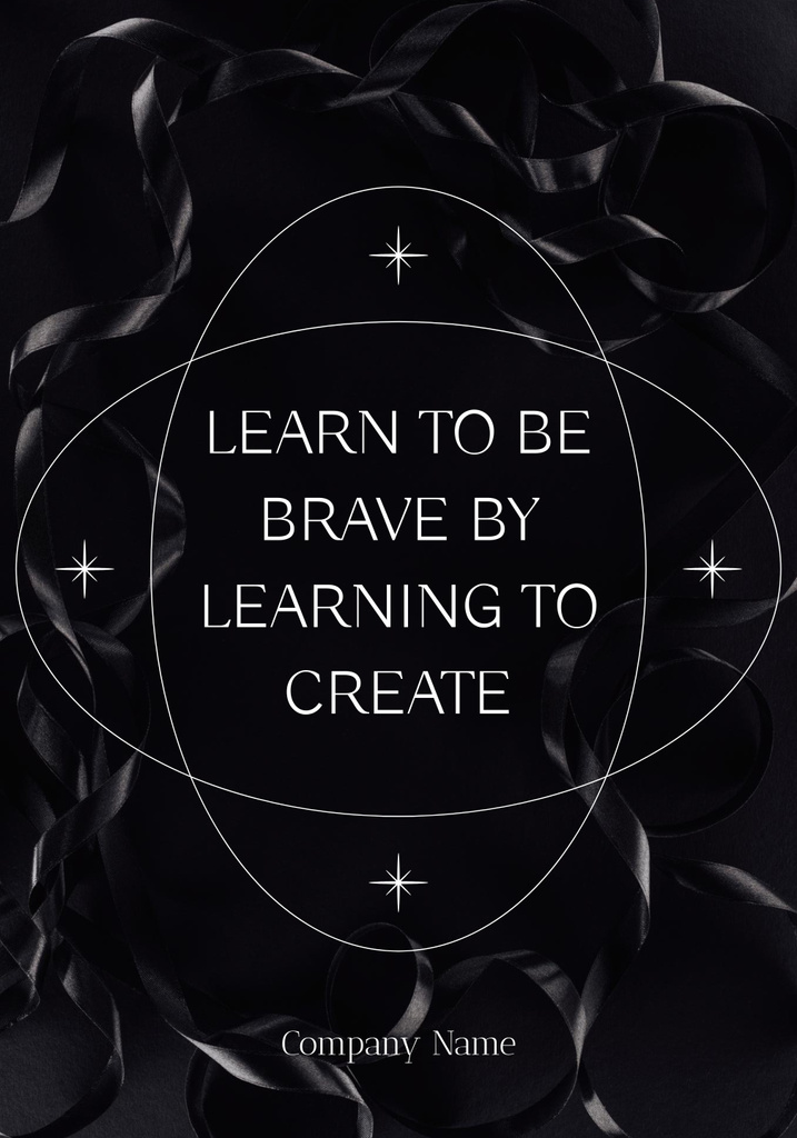 Inspirational Phrase about Learning on Black Poster 28x40in Šablona návrhu
