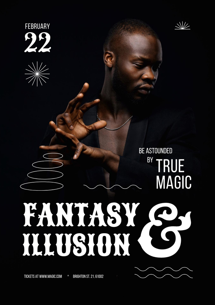 Designvorlage Spellbinding Circus Show Announcement with Magician für Poster