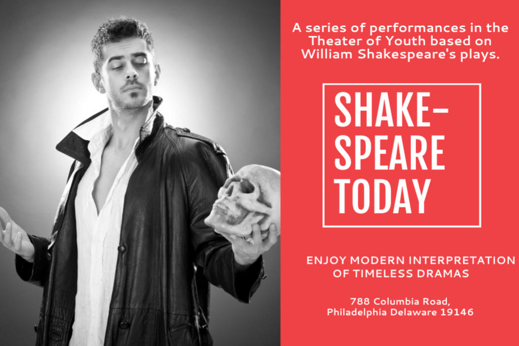 Plantilla de diseño de Shakespeare's performances in the Theater of Youth Gift Certificate 