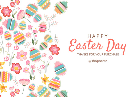 Easter Greeting with Colored Easter Eggs on White Card Πρότυπο σχεδίασης