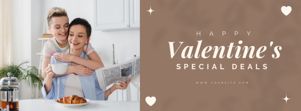 Modèle de visuel Special Deal for Valentine's Day with Lesbian Couple - Facebook cover