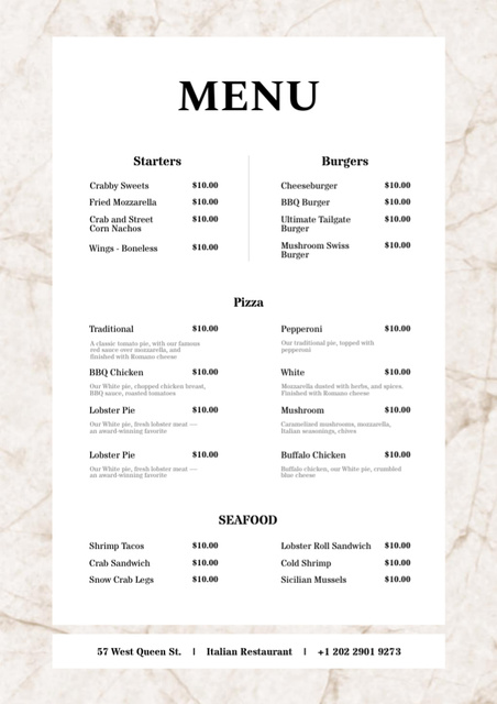 Restaurant Services Offer on Elegant Beige Menu – шаблон для дизайна