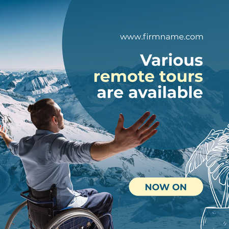 Virtual Journey Ad with Man in Mountains  Instagram Design Template
