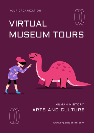 Virtual Museum Tour Announcement Posterデザインテンプレート