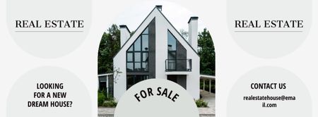 Minimalist House for Sale In White With Contacts Facebook cover Design Template
