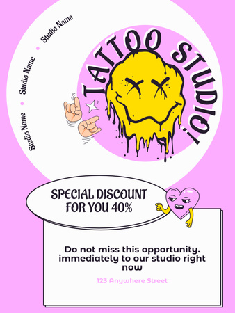 Template di design Sconto speciale dal tatuatore Poster US