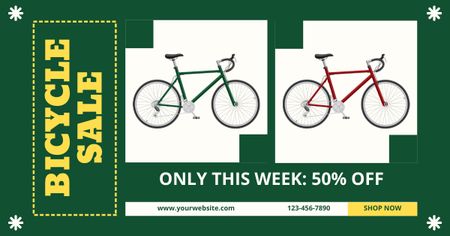 Oferta de venda de bicicletas em verde Facebook AD Modelo de Design