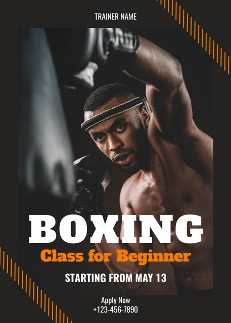 Designvorlage Boxing Training Classes for Beginners für Flayer