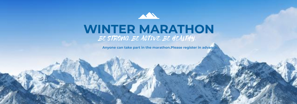 Winter Marathon Announcement Snowy Mountains Tumblr Modelo de Design