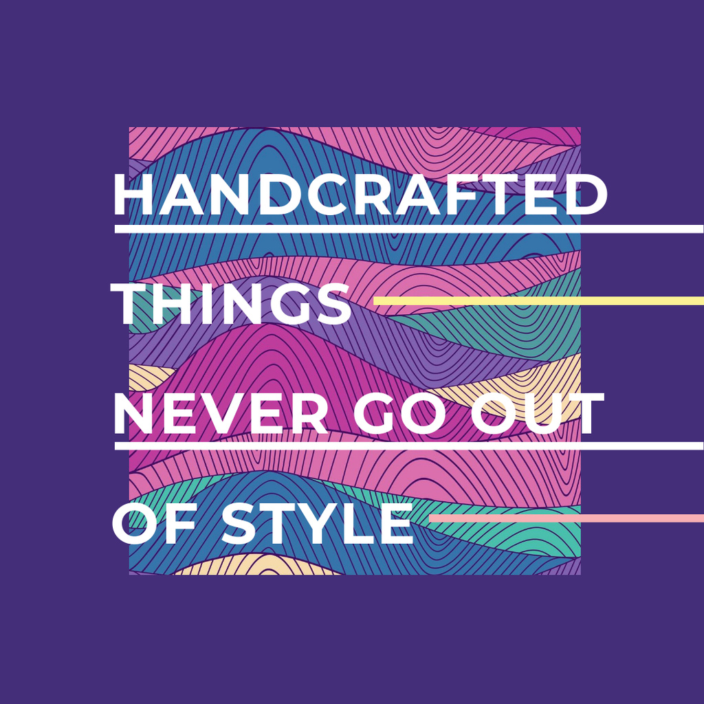Handcrafted things Quote on Waves in purple Instagram AD – шаблон для дизайну