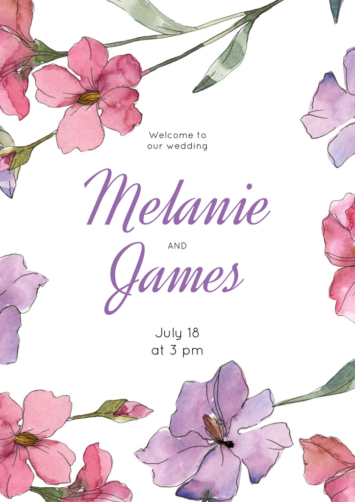 Wedding Invitation in Frame with saffron flowers Poster – шаблон для дизайну