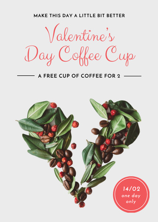 Valentine's Day Coffee beans Heart Flayer Design Template